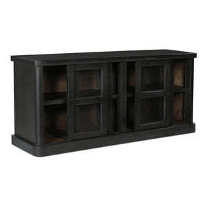 Mona Sideboard with Glass Doors in Black