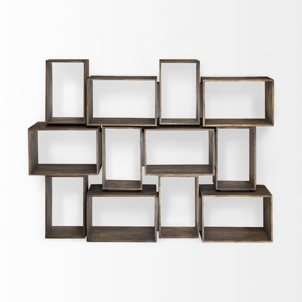 Simul Brown Wood 2 Shelves Modular Shelving Unit