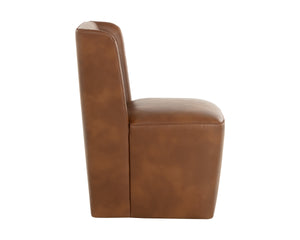 AMITA WHEELED DINING CHAIR - TOBACCO TAN