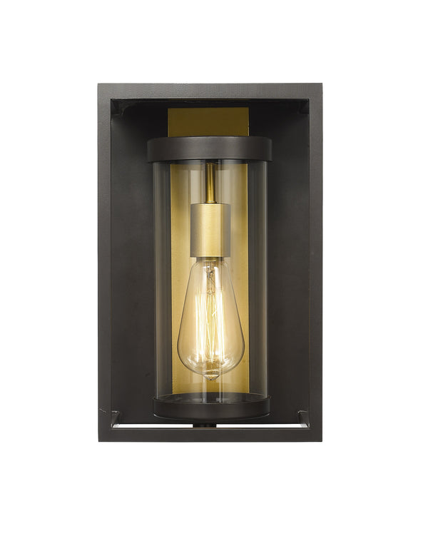 Dunbroch 1 Light Outdoor Wall Sconce in Deep Bronze + Outdoor Brass Finish