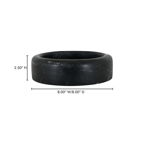Anais Black Marble Catchall - 8" with White Veining