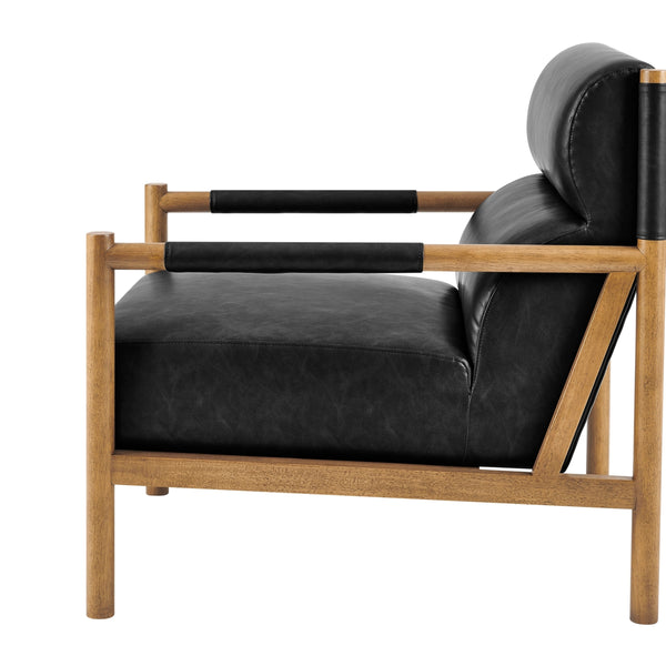 Olsen Faux Leather Accent Arm Chair, Casa Black
