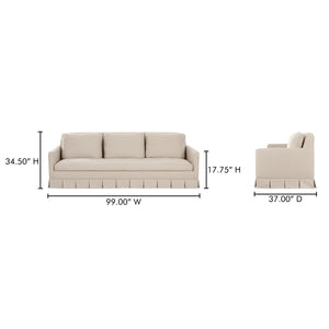 Pellicano Sofa Beige Stripe by Gillian Segal