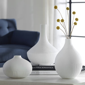 Apothecary Satin White Vases, Set/3