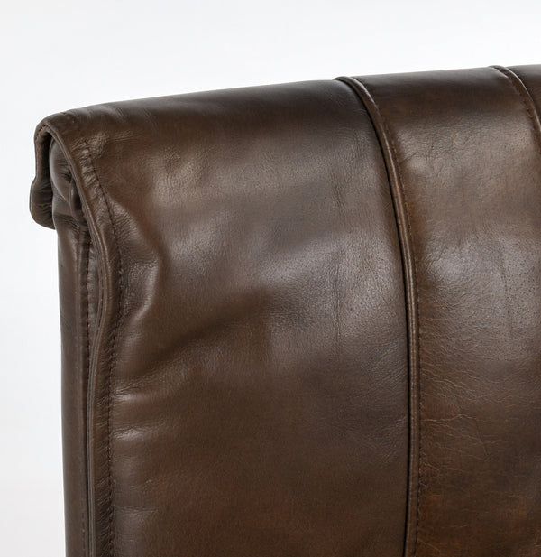 Mayer Leather Bar Stool with Hammered Iron Legs