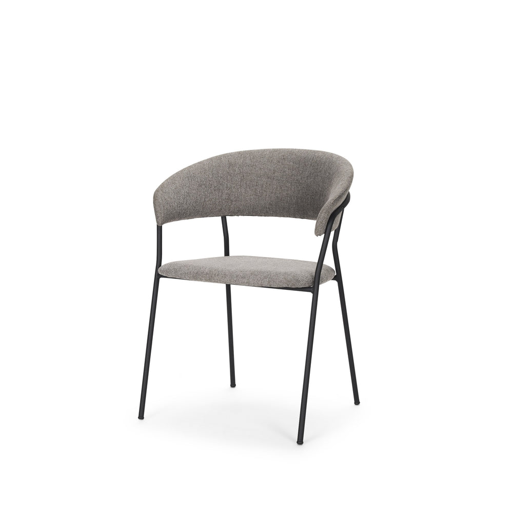 Carolyn Dining Chair w/ Gray Fabric & Matte Black Metal