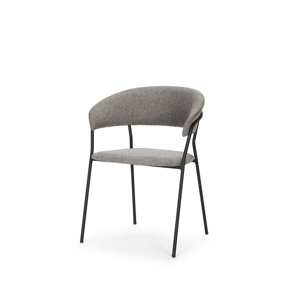 Carolyn Dining Chair w/ Gray Fabric & Matte Black Metal