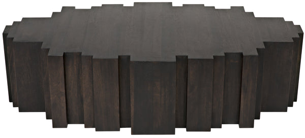 Royce Ebony Walnut Coffee Table in Walnut and Veneer Finish