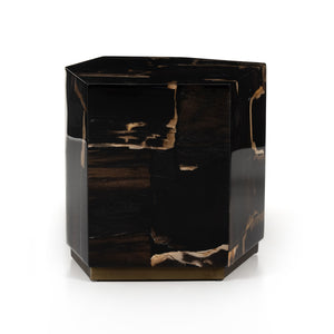 Shep End Table In Polished Petrified Wood