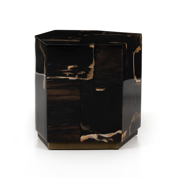 Shep End Table In Polished Petrified Wood