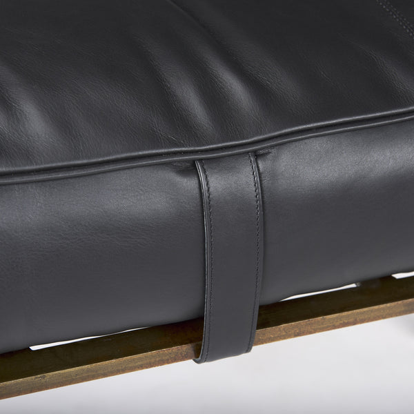 Jessie 55L x 16W Black Leather Seat W/Gold Metal Base Accent Bench