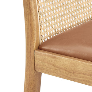 Donna KD Faux Leather Rattan Counter Stool, Borneo Chocolate