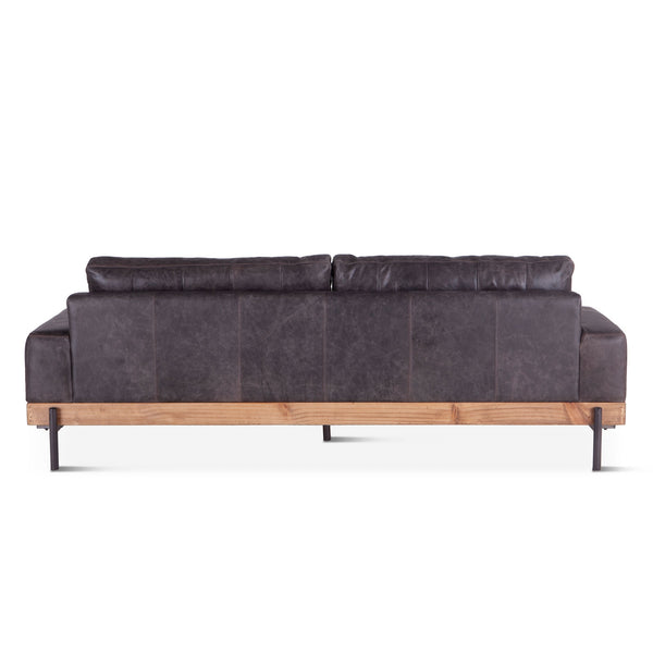 Portofino Distressed Antique Ebony Leather Sofa