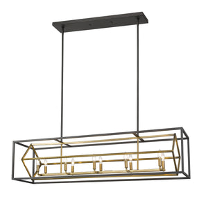 Euclid 10 Light Island/Billiard in Olde Brass + Bronze Finish