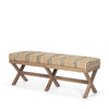 Solis 50L x 16W Brown Base Upholstered Beige/Black Stripe Seat Accent Bench