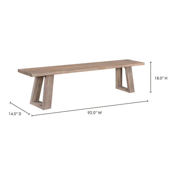 Moe's Tanya Bench Light Grey Acacia Wood