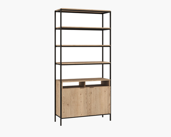 AMBROSE MODULAR BOOKCASE - LARGE - RUSTIC OAK - BLACK