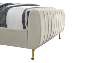 Marcos Queen Bed In Cream Velvet