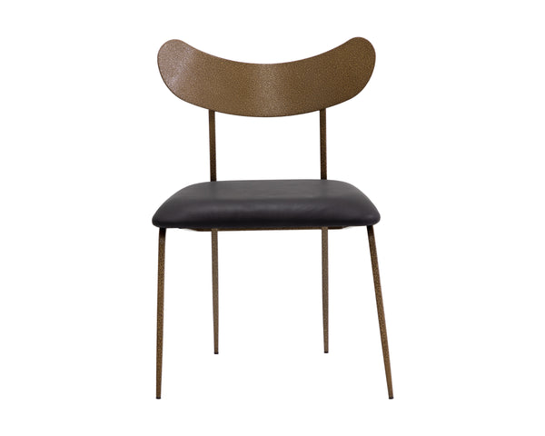 GIBBONS DINING CHAIR - ANTIQUE BRASS - CHARCOAL BLACK LEATHER