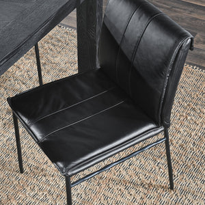 Mayer Leather Dining Chairs Set of 2 with Iron Legs