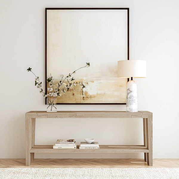 Troy Solid Wood Rectangle Console Table in Aged Cream