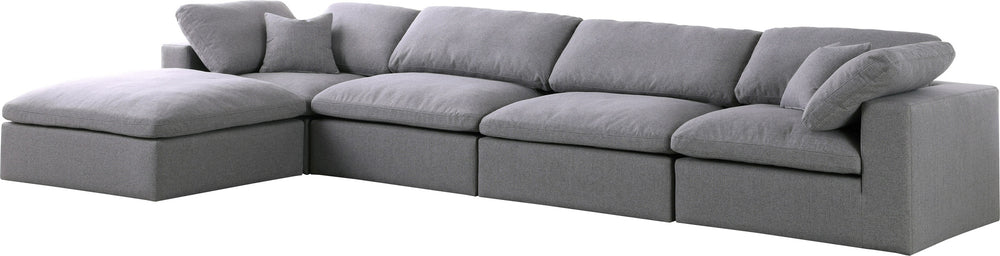 Carmen Cloud Modular Sectional In Grey Linen Fabric