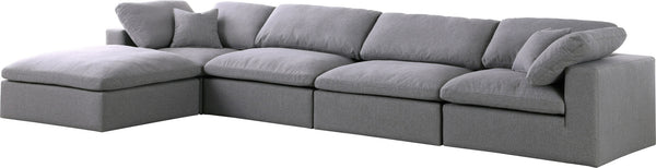 Carmen Cloud Modular Sectional In Grey Linen Fabric
