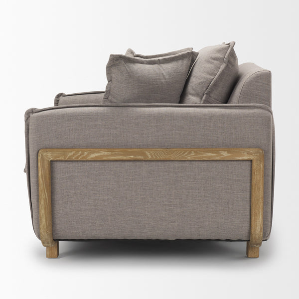 Roy II Flint Gray Upholstered and Brown Wood Frame Arm Chair