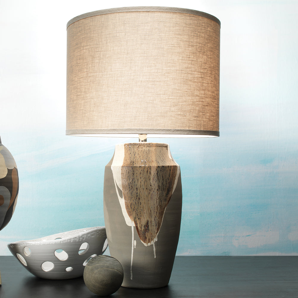 Landslide Ceramic Table Lamp with Linen Shade