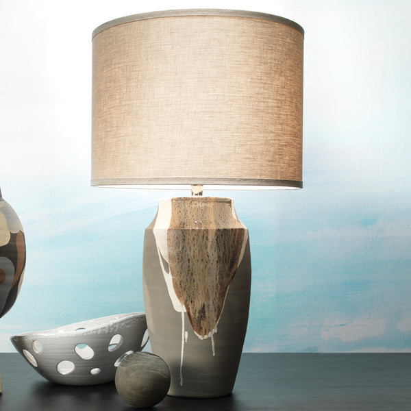Landslide Ceramic Table Lamp with Linen Shade