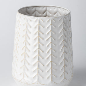 Gemma II Metal Glossy White Chevron Vase
