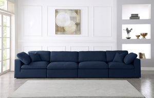 Carmen Cloud Modular Sofa In Navy Linen Fabric