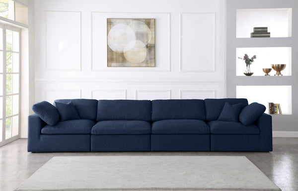 Carmen Cloud Modular Sofa In Navy Linen Fabric