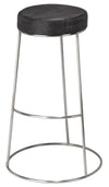 Henry Round Leather Bar Stool, Charcoal