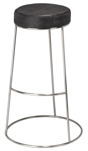  Henry Round Leather Bar Stool, Charcoal
