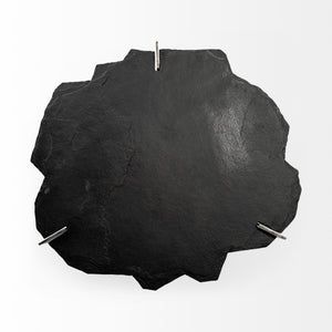 Shale 37" Irregular Live-Edge Black Slate w/Flat Iron Base Coffee Table