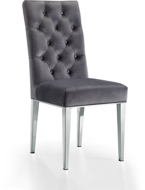 Pauline Dining Chair In Grey Velvet
