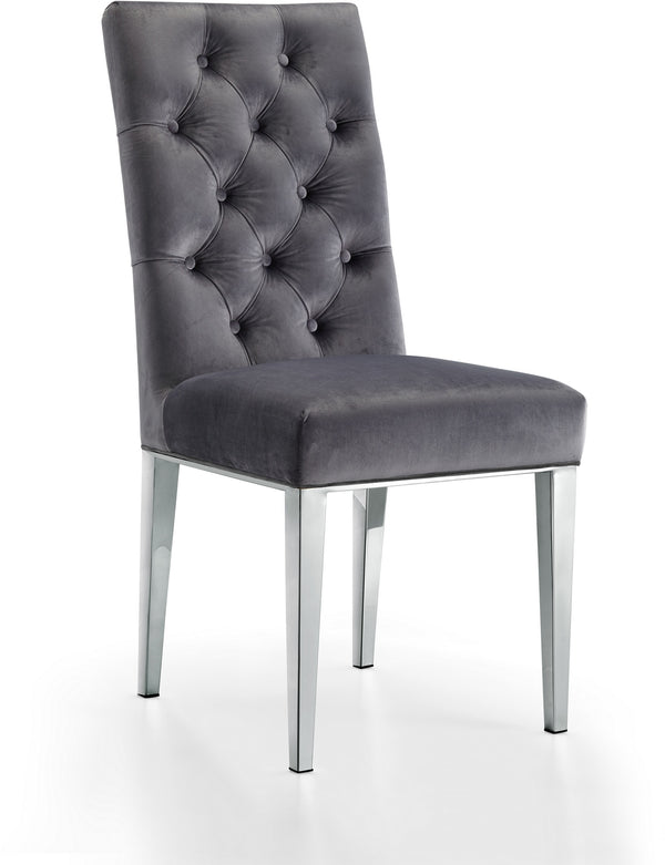 Pauline Dining Chair In Grey Velvet
