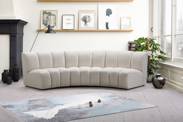 Lynda 3pc. Modular Sectional In Cream Velvet
