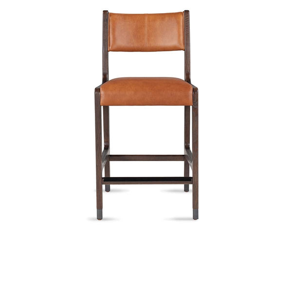 Wayne Leather Counter Stool - Autumn Brown, Ash Wood Frame
