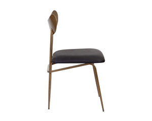 GIBBONS DINING CHAIR - ANTIQUE BRASS - CHARCOAL BLACK LEATHER
