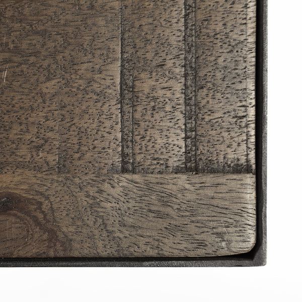 Trestman II 24" x 22.5" Square Top Medium Brown Wood and Iron Cross Braced End/Side Table