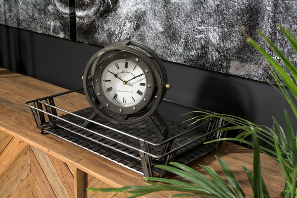 Gaston Gray Metal Circular Table Clock
