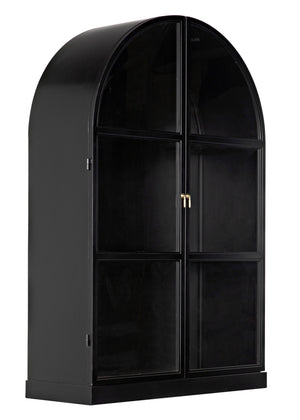Yoke Hutch Industrial Steel and Glass Matte Black Cabinet