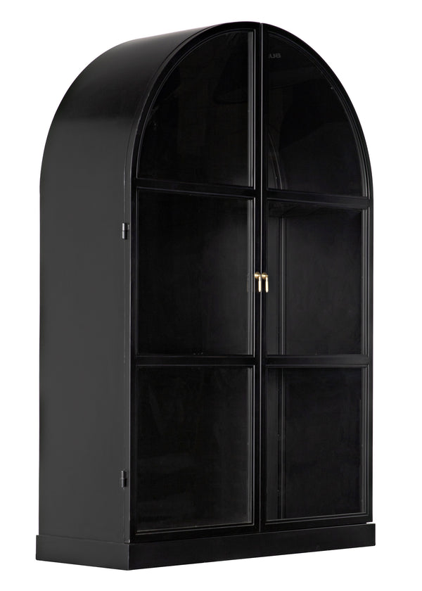 Yoke Hutch Industrial Steel and Glass Matte Black Cabinet