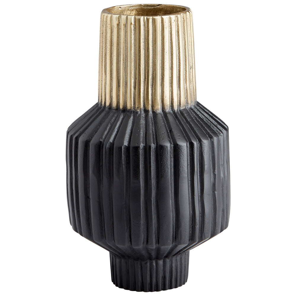 Allumage Vase in Matt Black and Gold