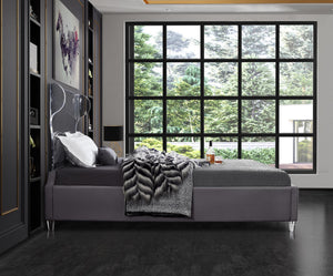 Levi Full Bed In Grey Velvet