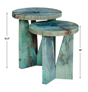 Nadette Blue Nesting Tables, S/2