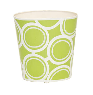 OVAL WASTEBASKET GREEN AND CREAM BUBBLE DESIGN