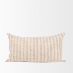 Jace Cream w/ Beige Stripe Lumbar Decorative Pillow Cover